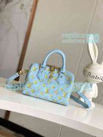 Copy L--V Monogram Speedy Bandoulière 20 Baby Blue Handbag